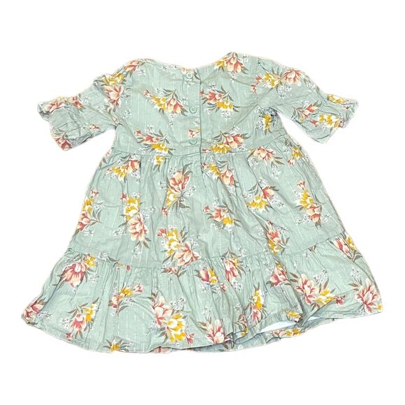 OshKosh Baby B'gosh Girl Cotton Peasant Dress Green Floral Size 18 Months - Picture 3 of 5